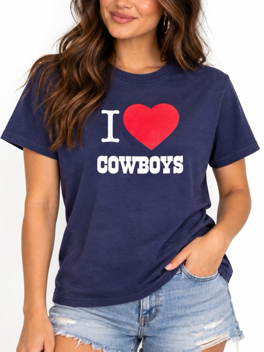 NFL Apparel Dallas Cowboys I Heart Cowboys Graphic Tee Navy NWT L